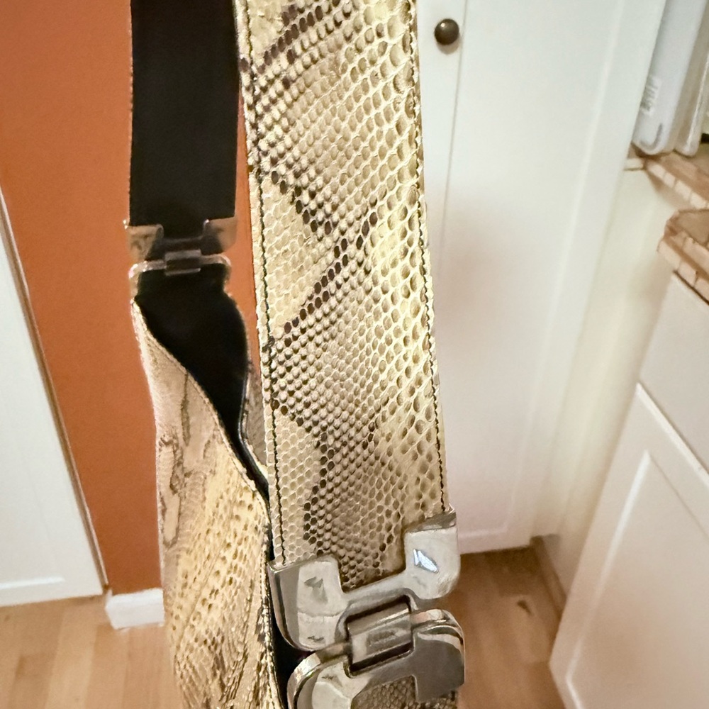 Prada Gold/Brown Python Snake Print Shoulder Bag - image 11